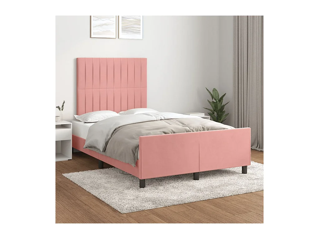 Cadre de lit sans matelas rose 120x200 cm velours