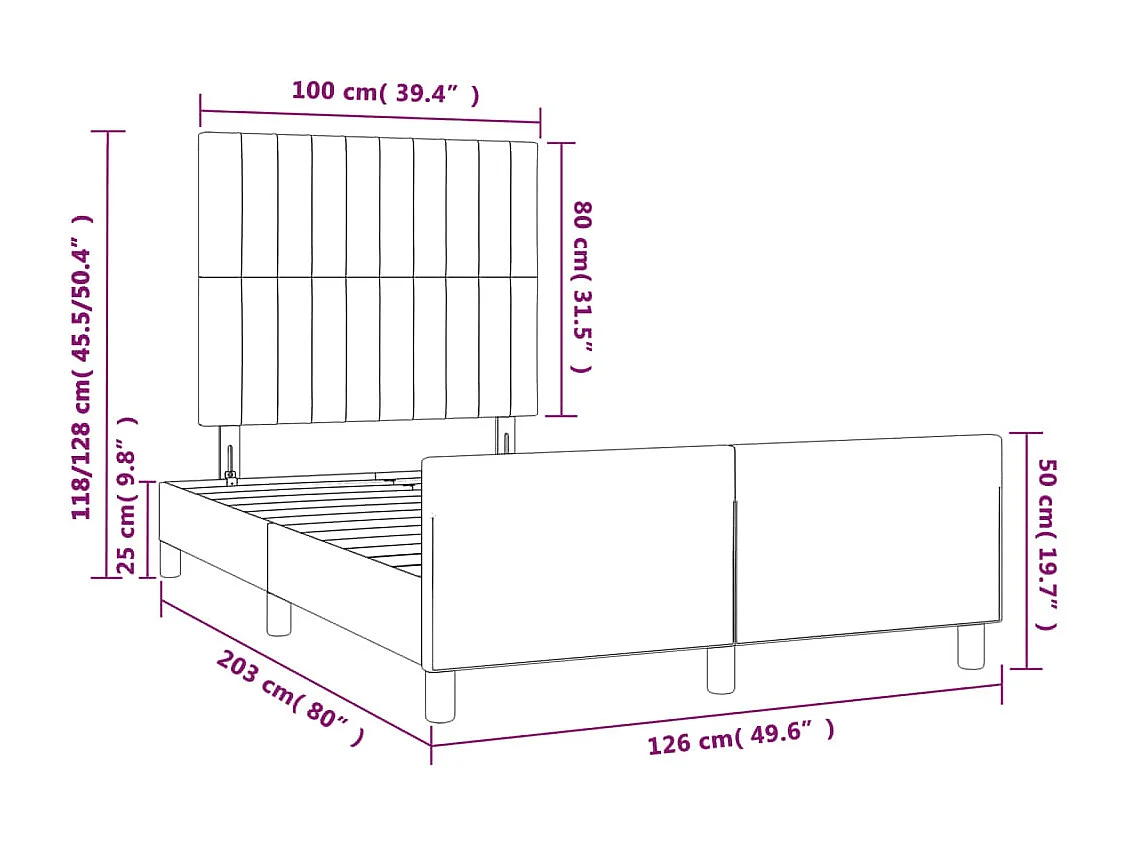 Cadre de lit sans matelas rose 120x200 cm velours