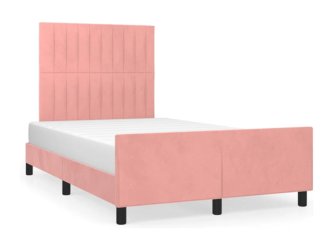 Bedframe met hoofdeinde fluweel roze 120x200 cm