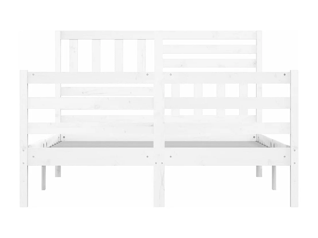 Cadre de lit sans matelas blanc 135x190 cm bois massif