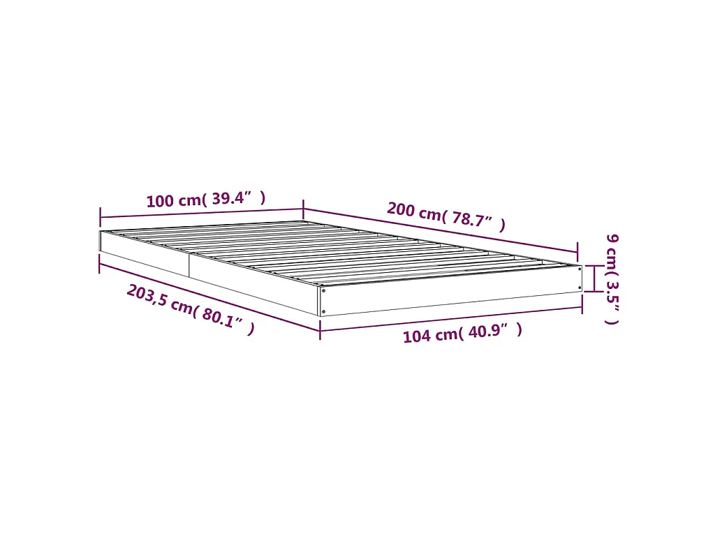 Massivholzbett Weiß 100x200 cm Kiefer