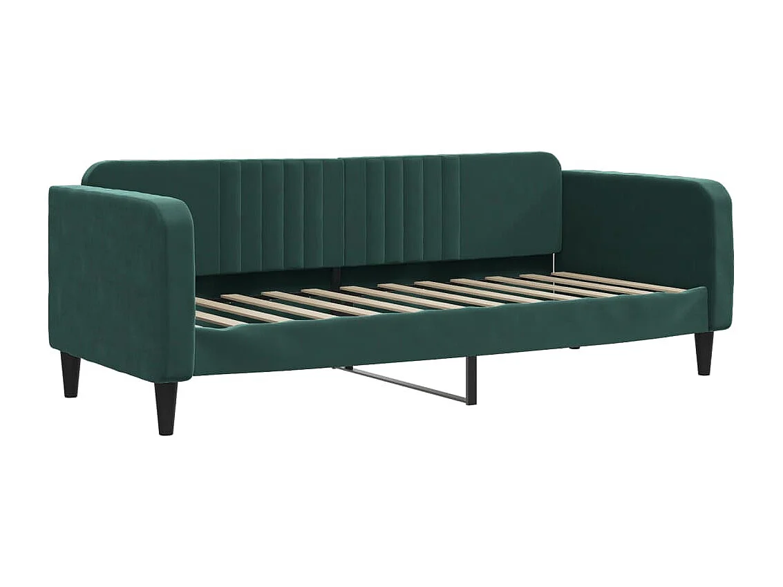 Lit de jour avec gigogne et matelas vert foncé 80x200cm velours