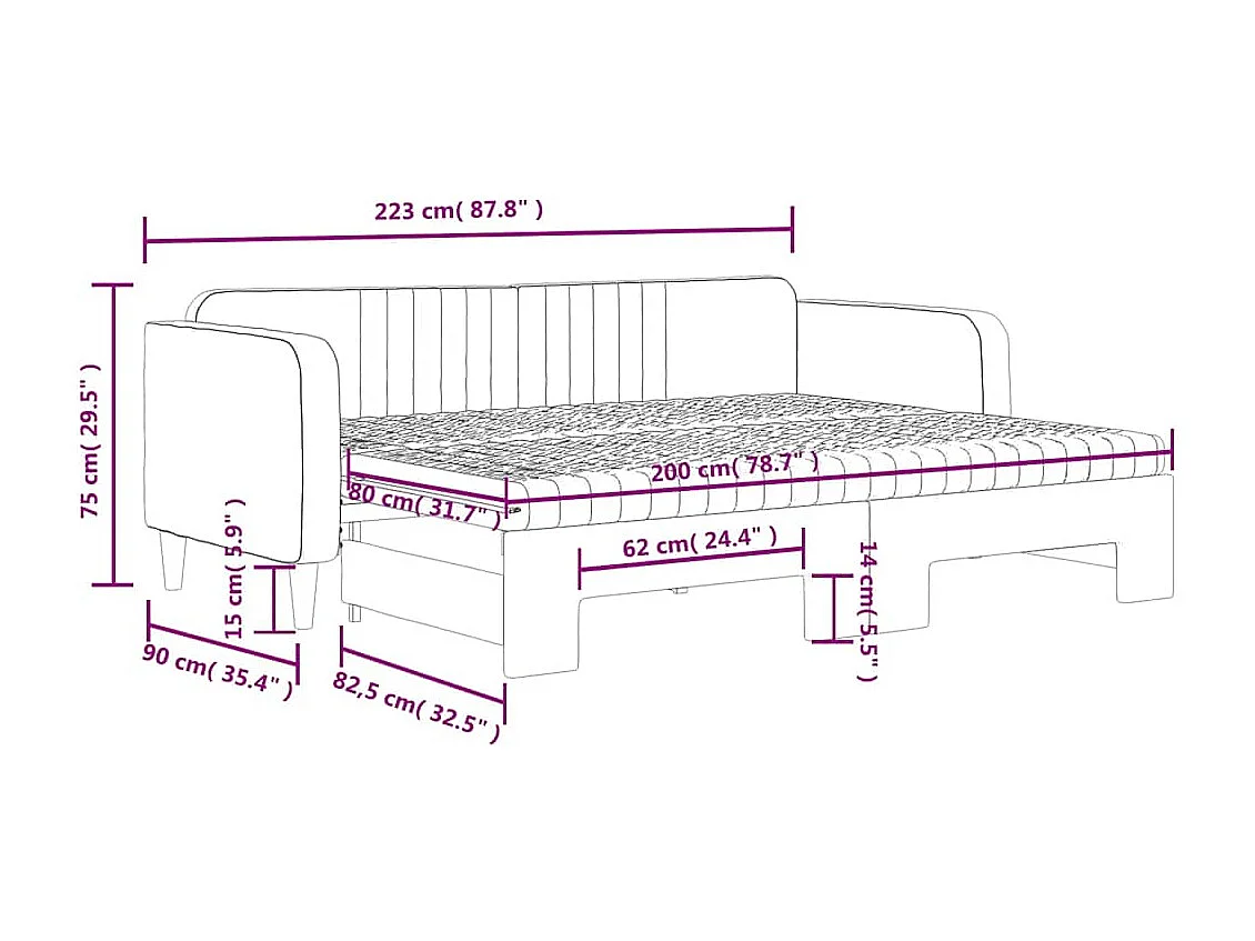 Tagesbett Ausziehbar mit Matratzen Dunkelgrün 80x200 cm Samt