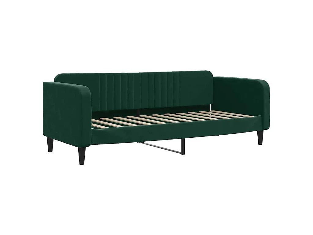 Slaapbank onderschuifbed matrassen 80x200cm fluweel donkergroen