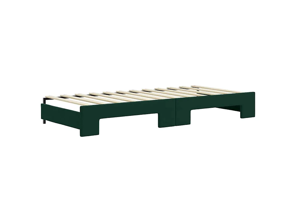 Slaapbank onderschuifbed matrassen 80x200cm fluweel donkergroen