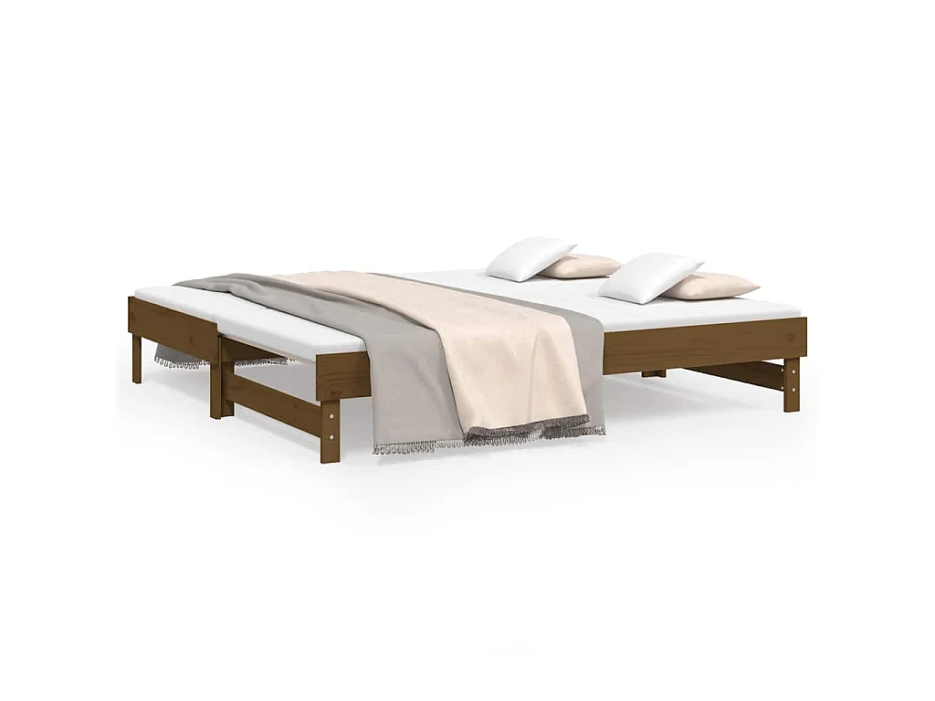 Sofá cama extraíble madera maciza pino marrón miel 2x(75x190)cm