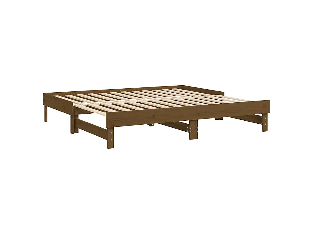 Sofá cama extraíble madera maciza pino marrón miel 2x(75x190)cm