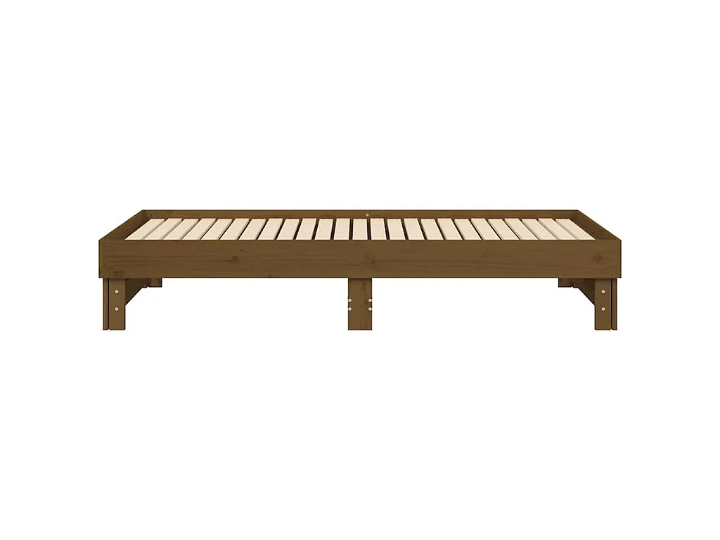 Sofá cama extraíble madera maciza pino marrón miel 2x(75x190)cm