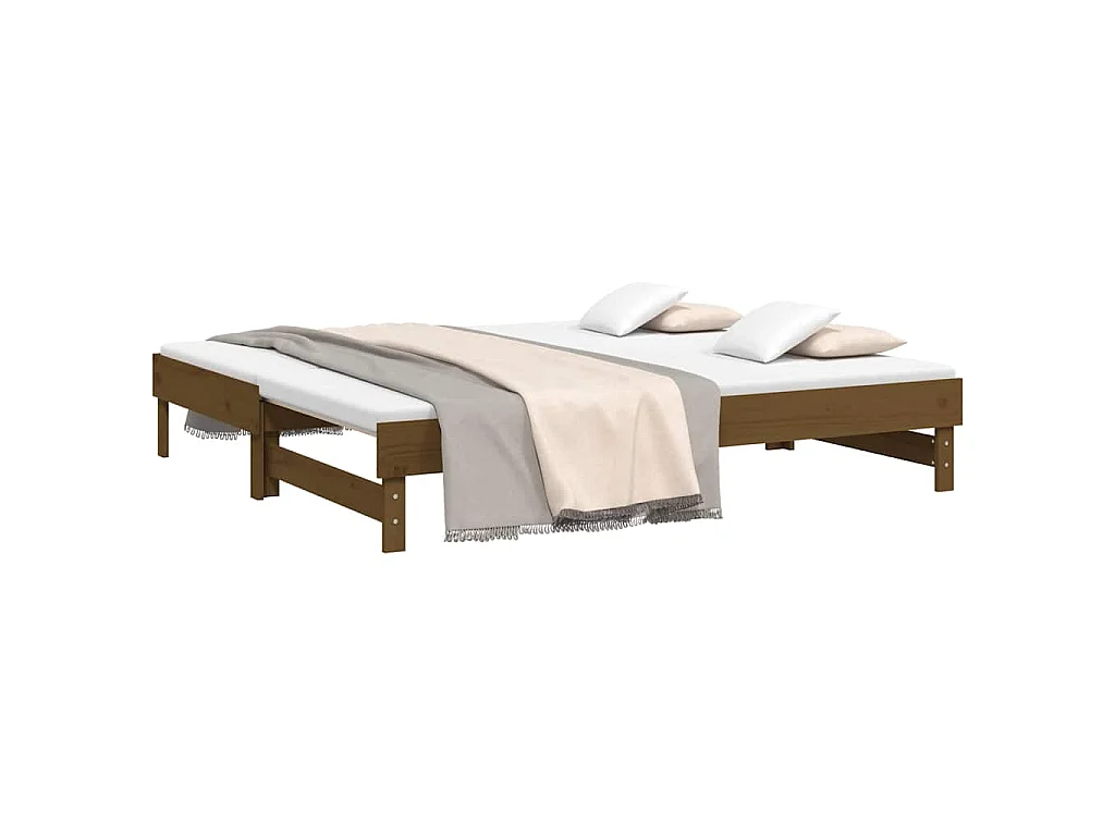 Sofá cama extraíble madera maciza pino marrón miel 2x(75x190)cm