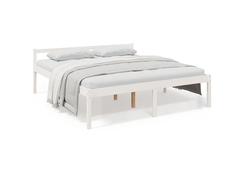 Cama para idosos super king size 180x200 cm pinho maciço branco