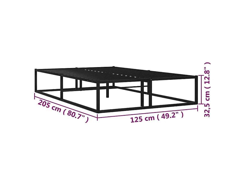 Estrutura de cama 120x200 cm metal preto