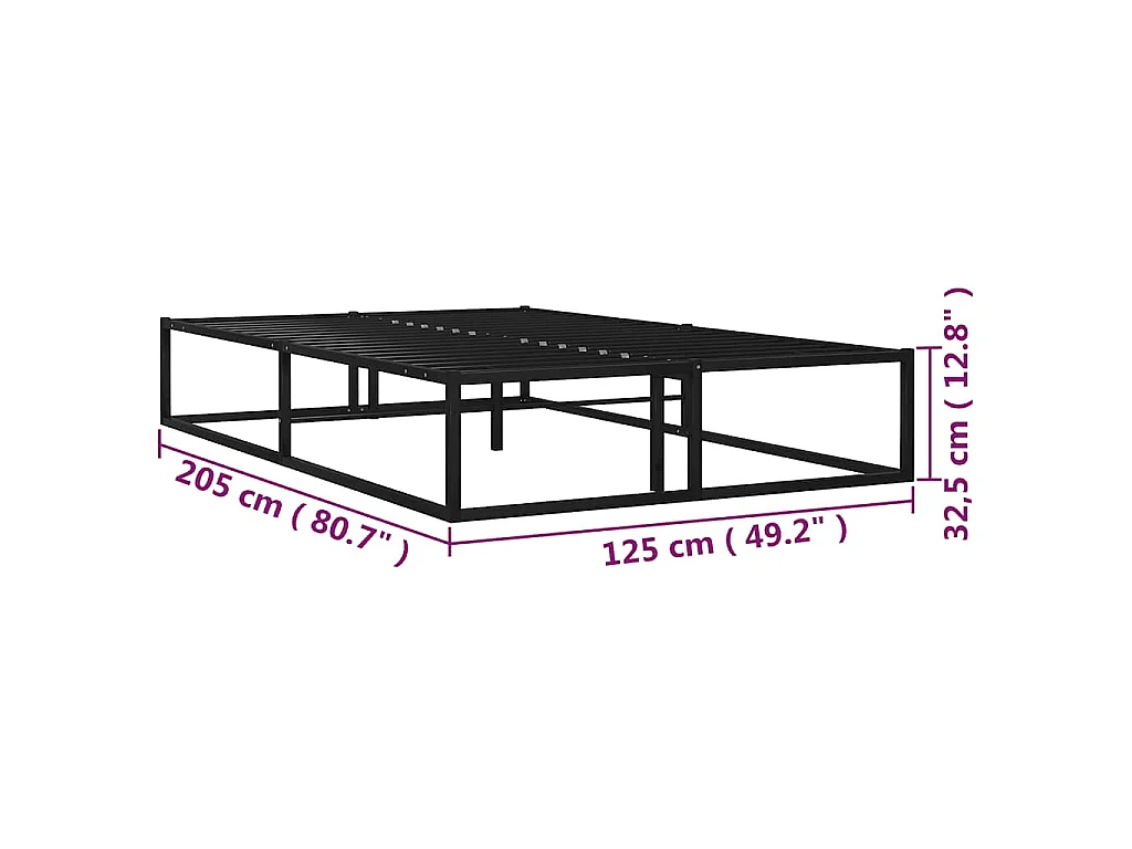 Bettgestell Schwarz Metall 120x200 cm