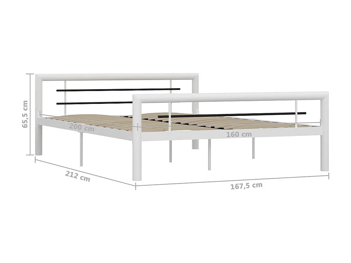 Bedframe metaal wit en zwart 160x200 cm