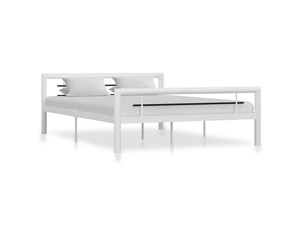Bettgestell Weiß und Schwarz Metall 160×200 cm