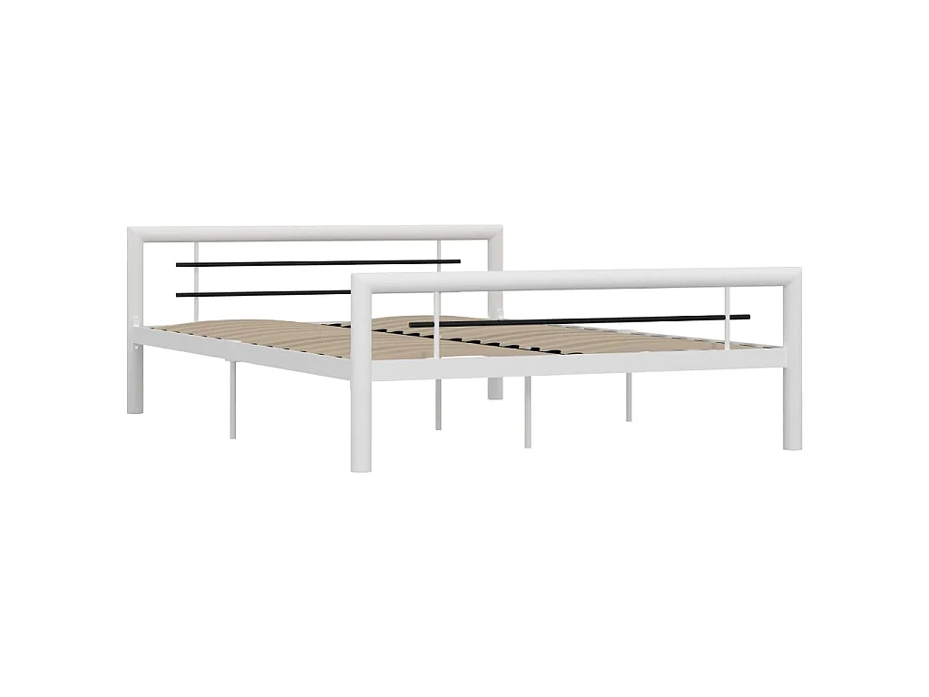 Bettgestell Weiß und Schwarz Metall 160×200 cm