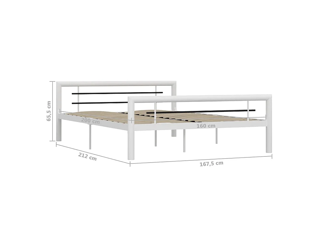 Bettgestell Weiß und Schwarz Metall 160×200 cm