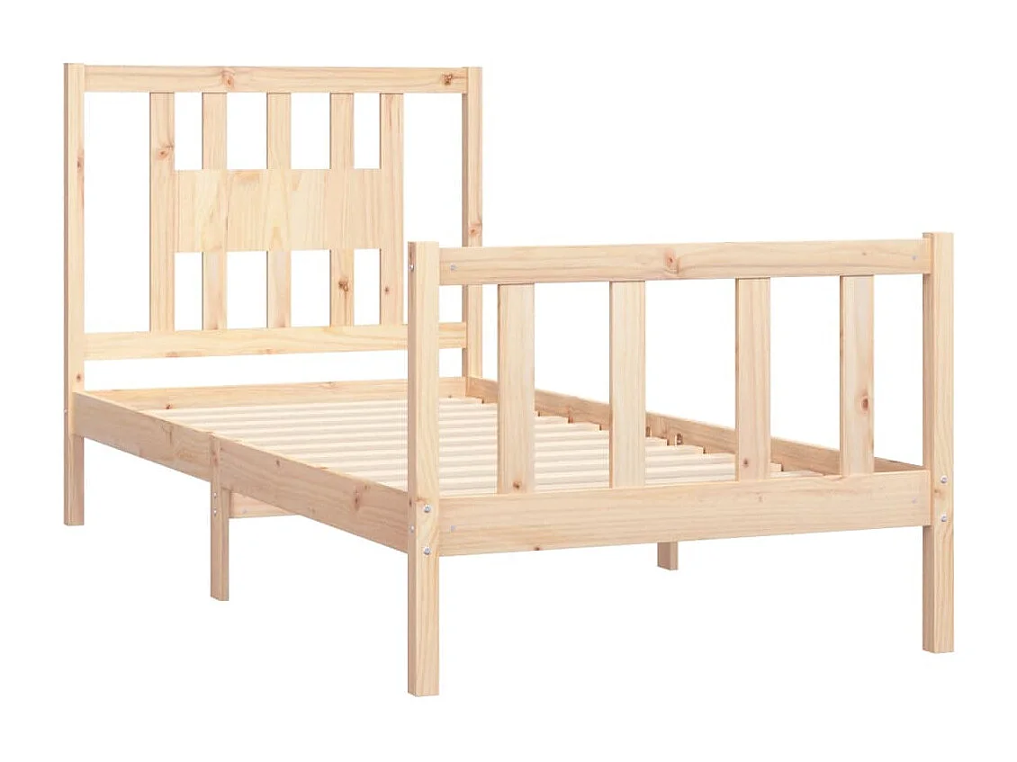 Bedframe met hoofdbord massief hout 90x200 cm