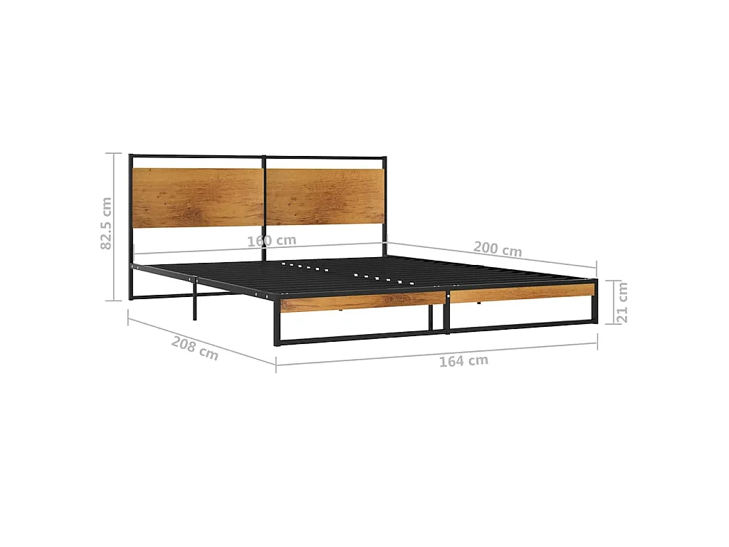 Cadre de lit sans matelas métal 160x200 cm
