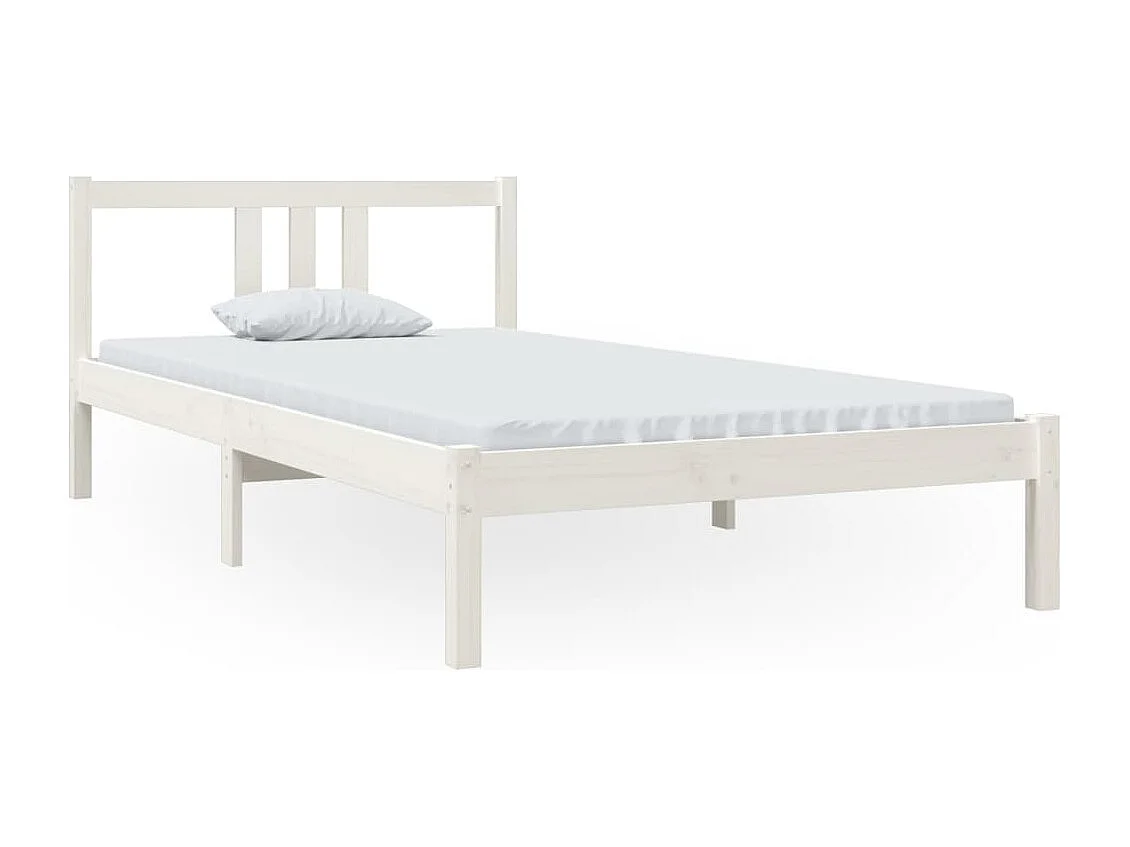 Cadre de lit sans matelas blanc bois massif 100x200 cm