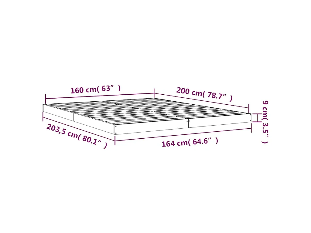 Estrutura de cama 160x200 cm madeira de pinho maciça branco