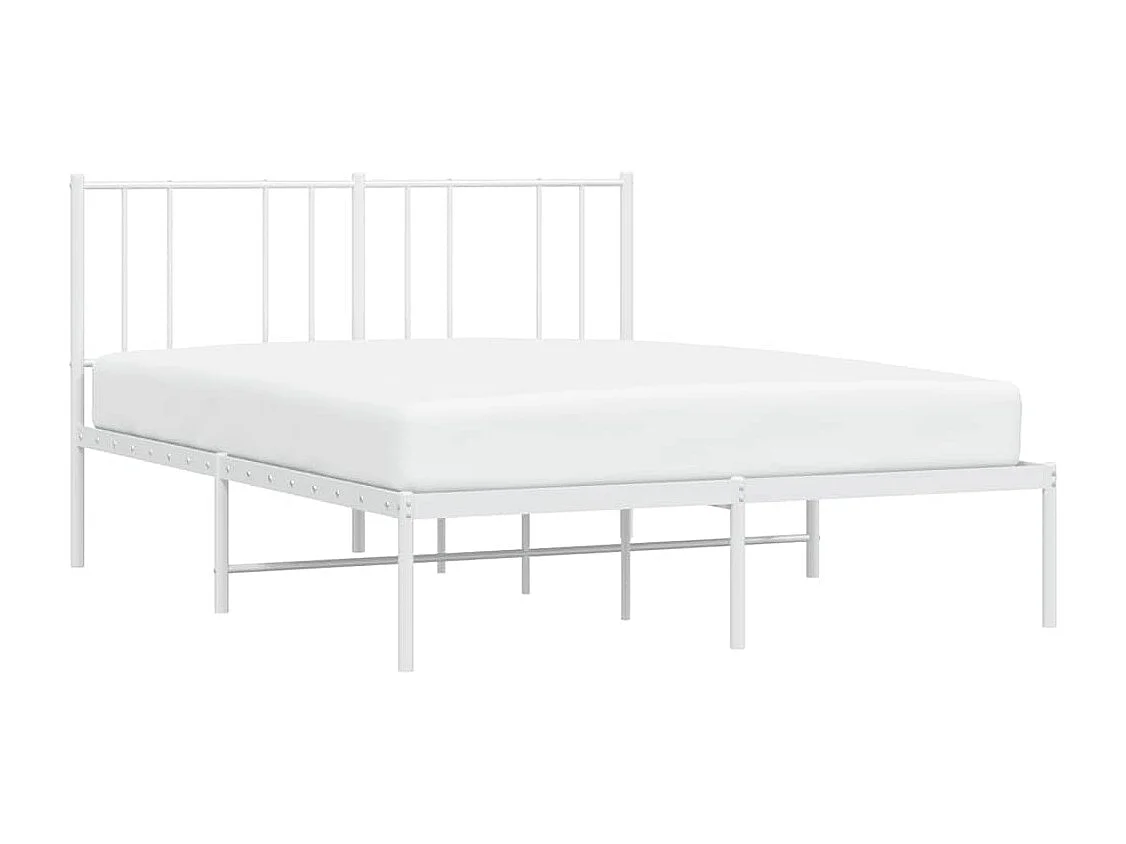 Cadre de lit métal sans matelas et tête de lit blanc 135x190 cm