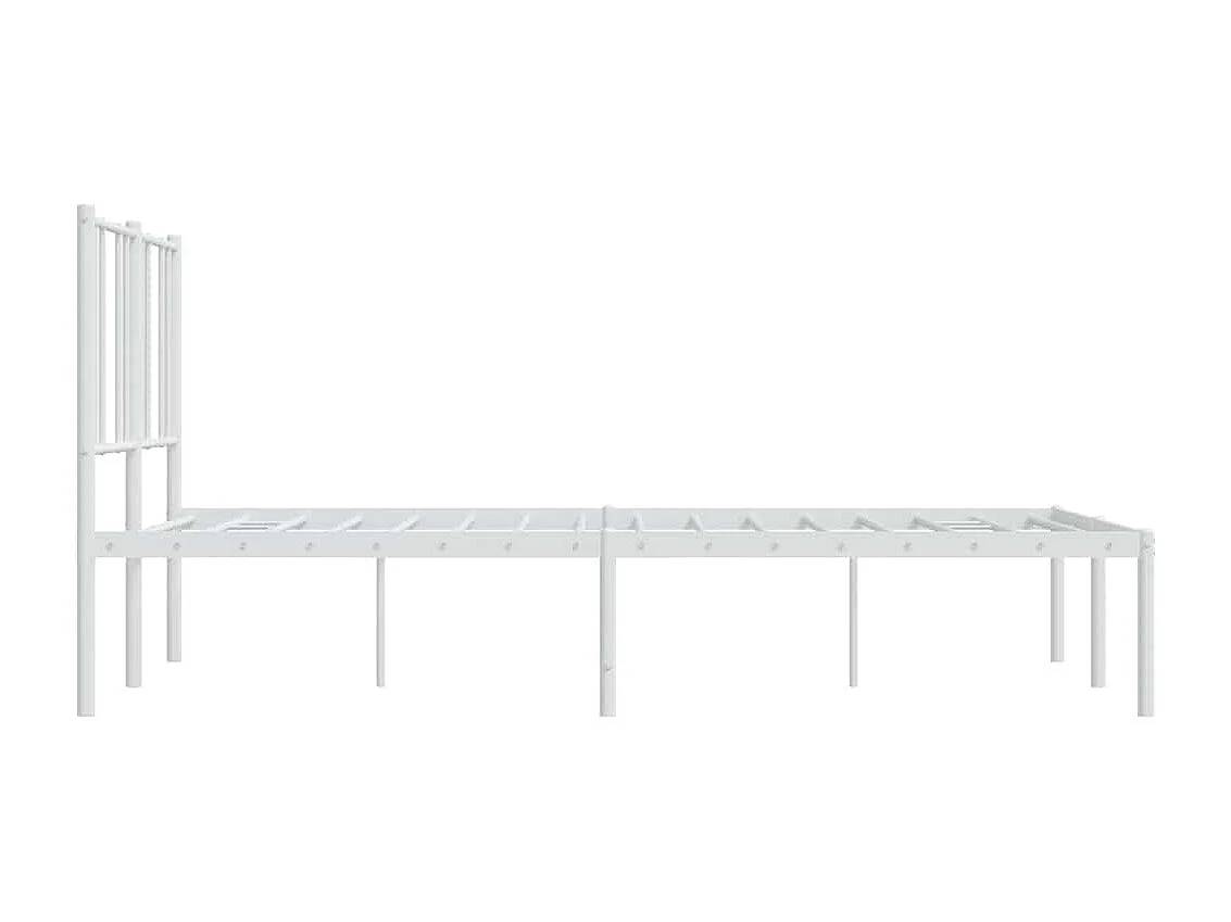 Cadre de lit métal sans matelas et tête de lit blanc 135x190 cm