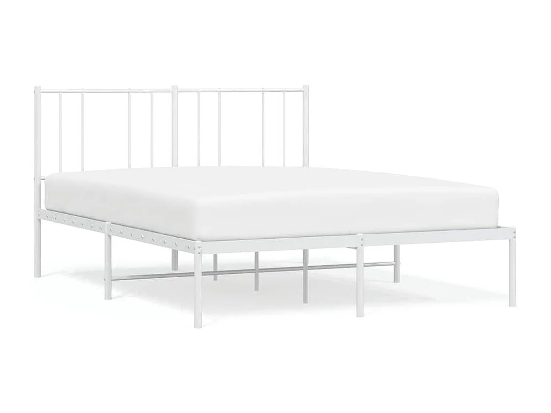 Bettgestell mit Kopfteil Metall Weiß 135x190 cm
