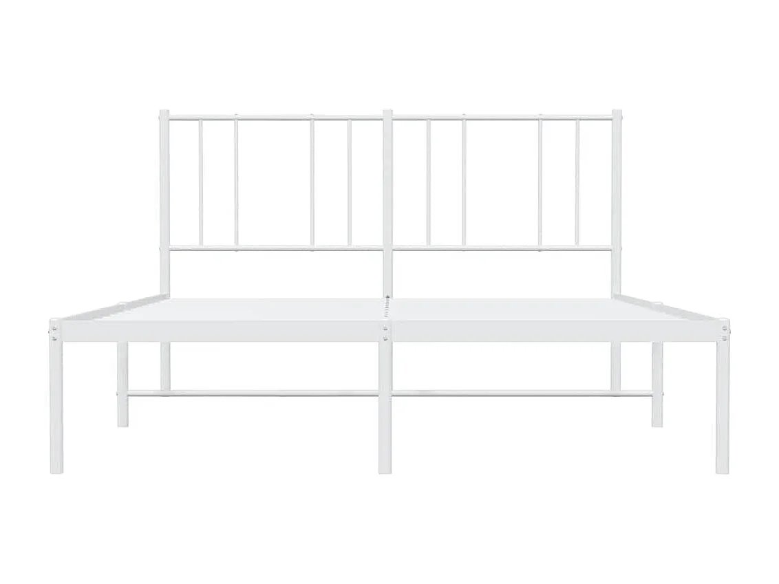 Bettgestell mit Kopfteil Metall Weiß 135x190 cm