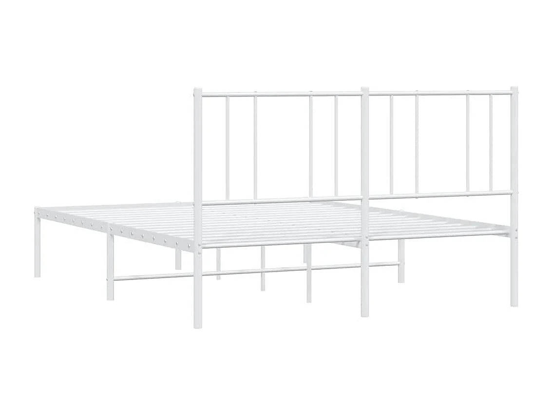Bettgestell mit Kopfteil Metall Weiß 135x190 cm