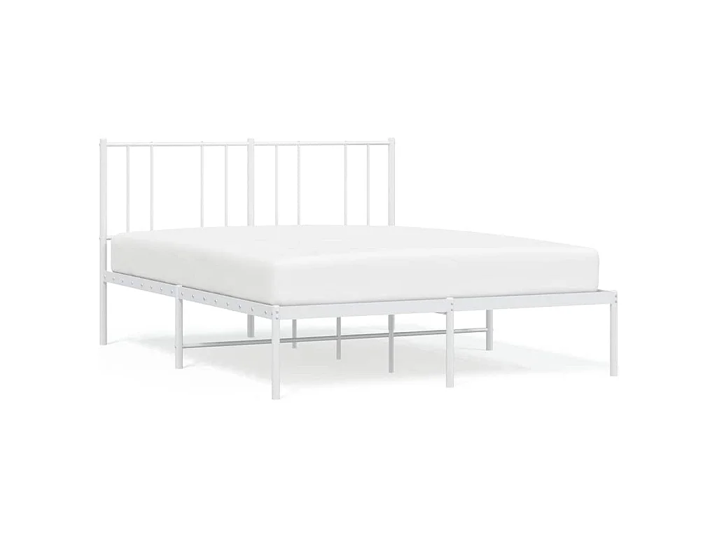Bettgestell mit Kopfteil Metall Weiß 135x190 cm