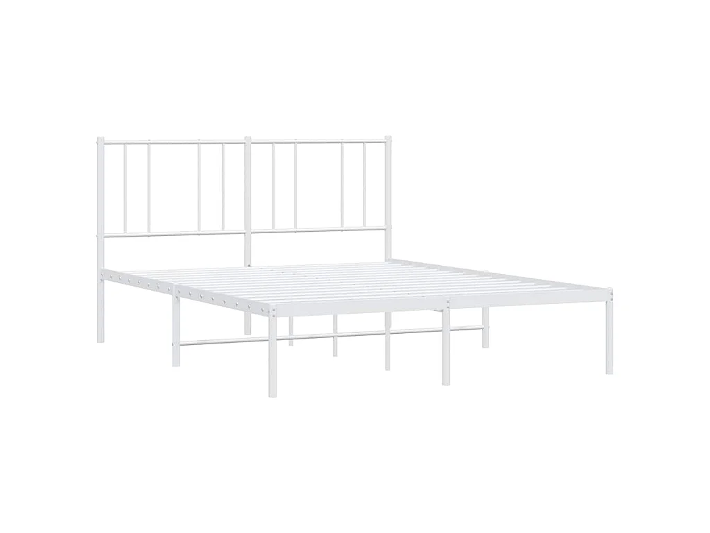 Bettgestell mit Kopfteil Metall Weiß 135x190 cm