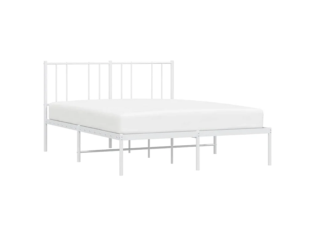 Bettgestell mit Kopfteil Metall Weiß 135x190 cm