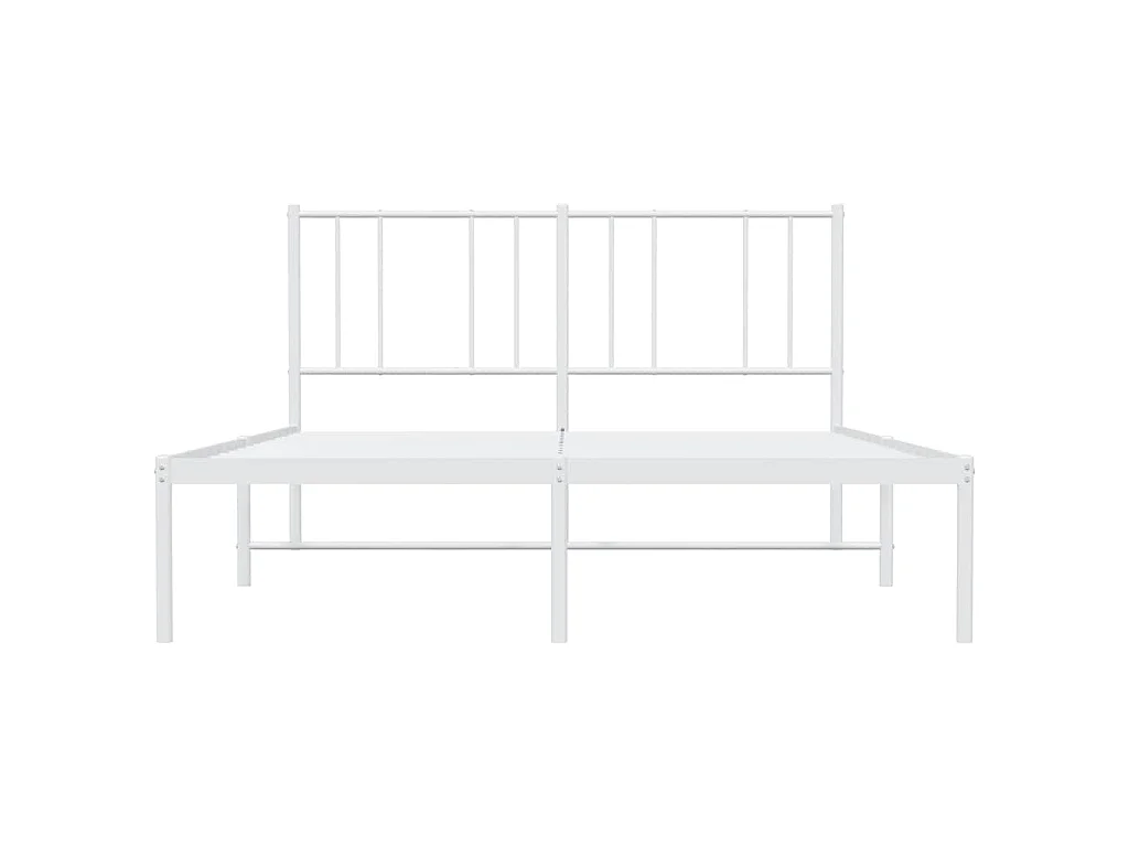 Bettgestell mit Kopfteil Metall Weiß 135x190 cm