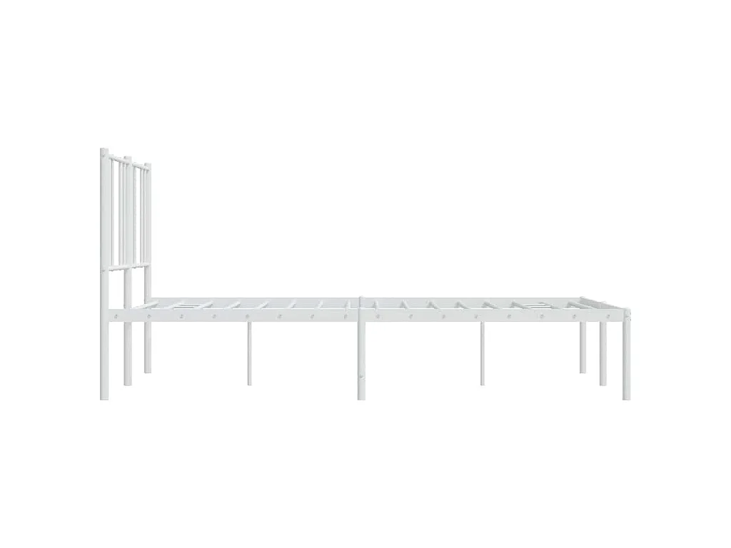 Bettgestell mit Kopfteil Metall Weiß 135x190 cm