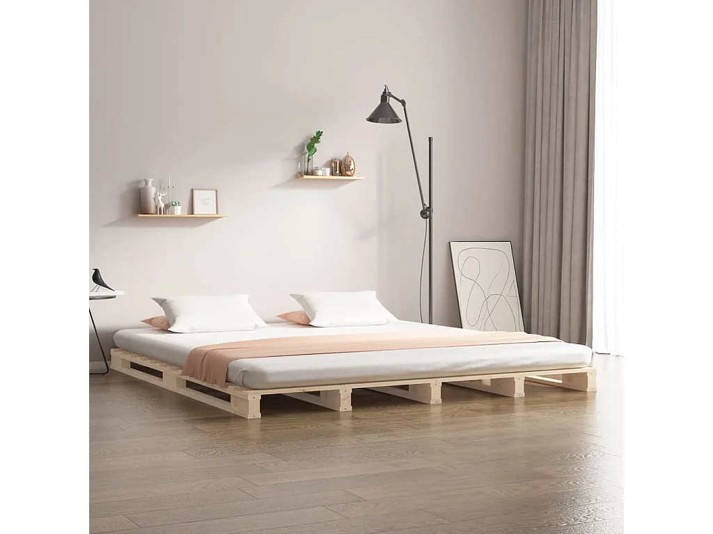 Palettenbett 140x190 cm Massivholz Kiefer