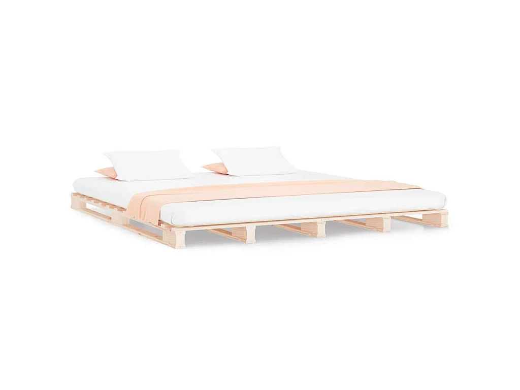 Letto a Pallet 140x190 cm in Legno Massello di Pino