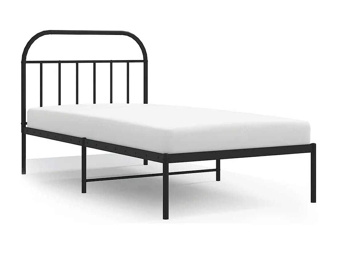 Cadre de lit métal sans matelas avec tête de lit noir 100x200cm
