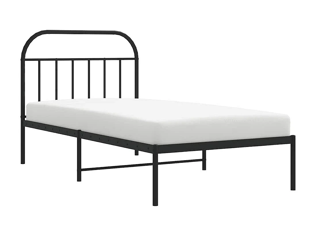 Cadre de lit métal sans matelas avec tête de lit noir 100x200cm