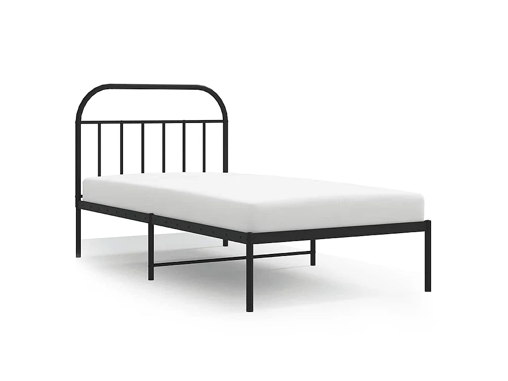 Bedframe met hoofdbord metaal zwart 100x200 cm
