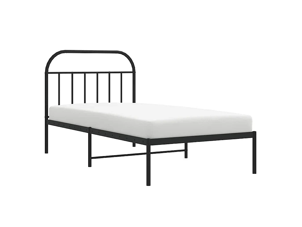 Bedframe met hoofdbord metaal zwart 100x200 cm