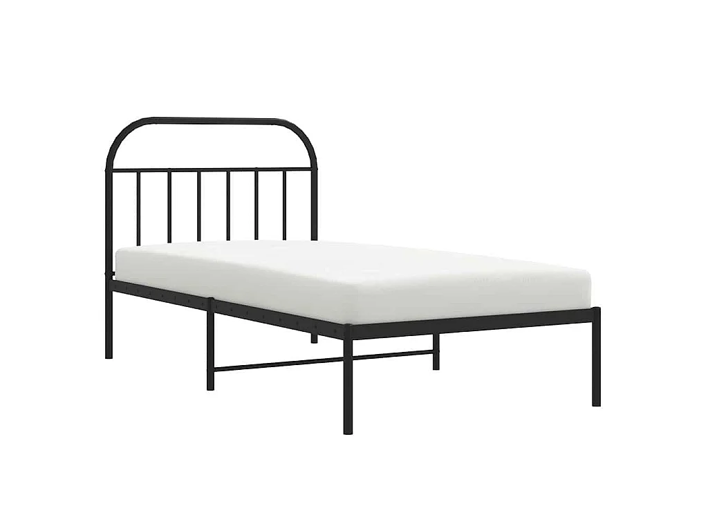 Cadre de lit métal sans matelas avec tête de lit noir 100x200cm