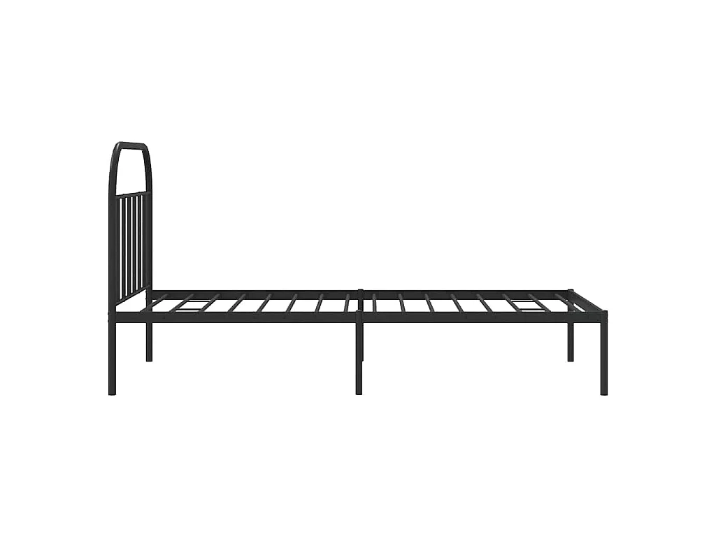 Cadre de lit métal sans matelas avec tête de lit noir 100x200cm