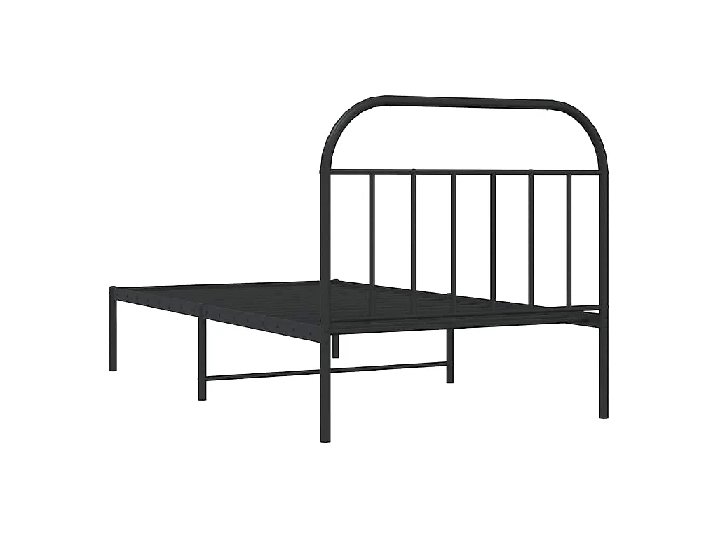 Cadre de lit métal sans matelas avec tête de lit noir 100x200cm