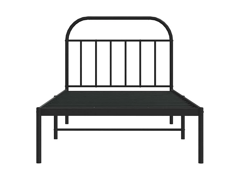 Cadre de lit métal sans matelas avec tête de lit noir 100x200cm