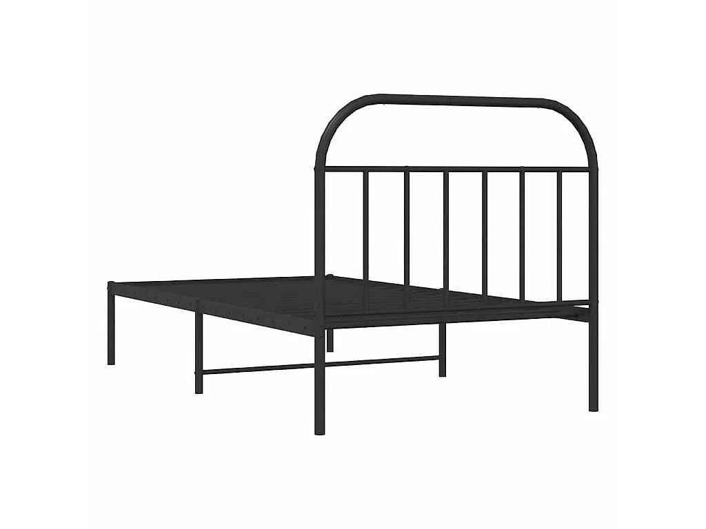 Cadre de lit métal sans matelas avec tête de lit noir 100x200cm