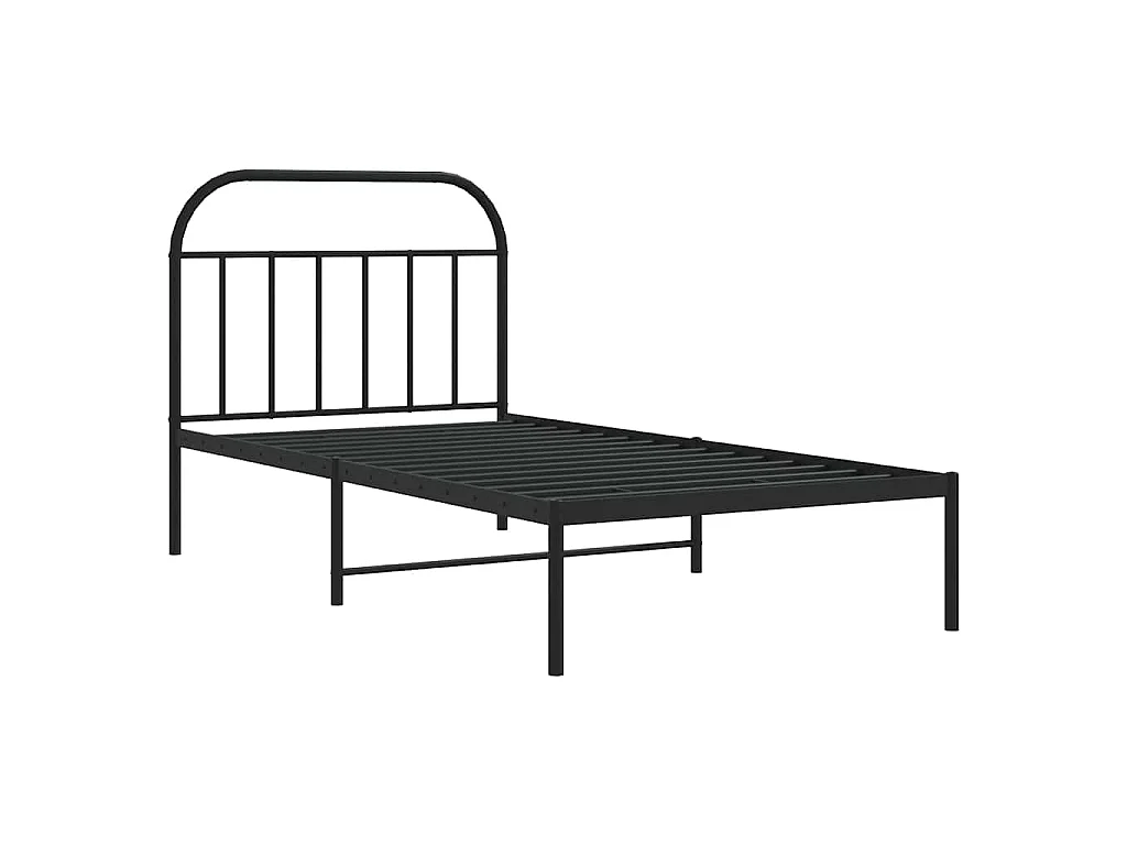 Cadre de lit métal sans matelas avec tête de lit noir 100x200cm