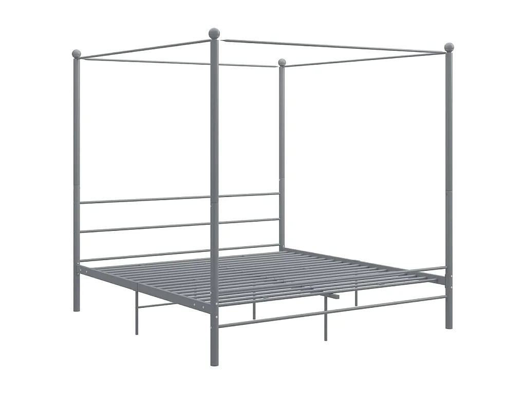 Cadre de lit à baldaquin sans matelas gris métal 200x200 cm