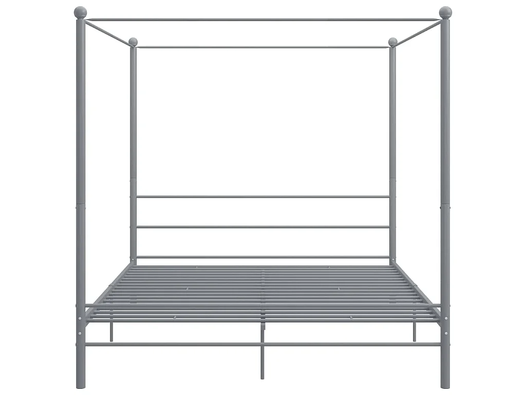 Cadre de lit à baldaquin sans matelas gris métal 200x200 cm
