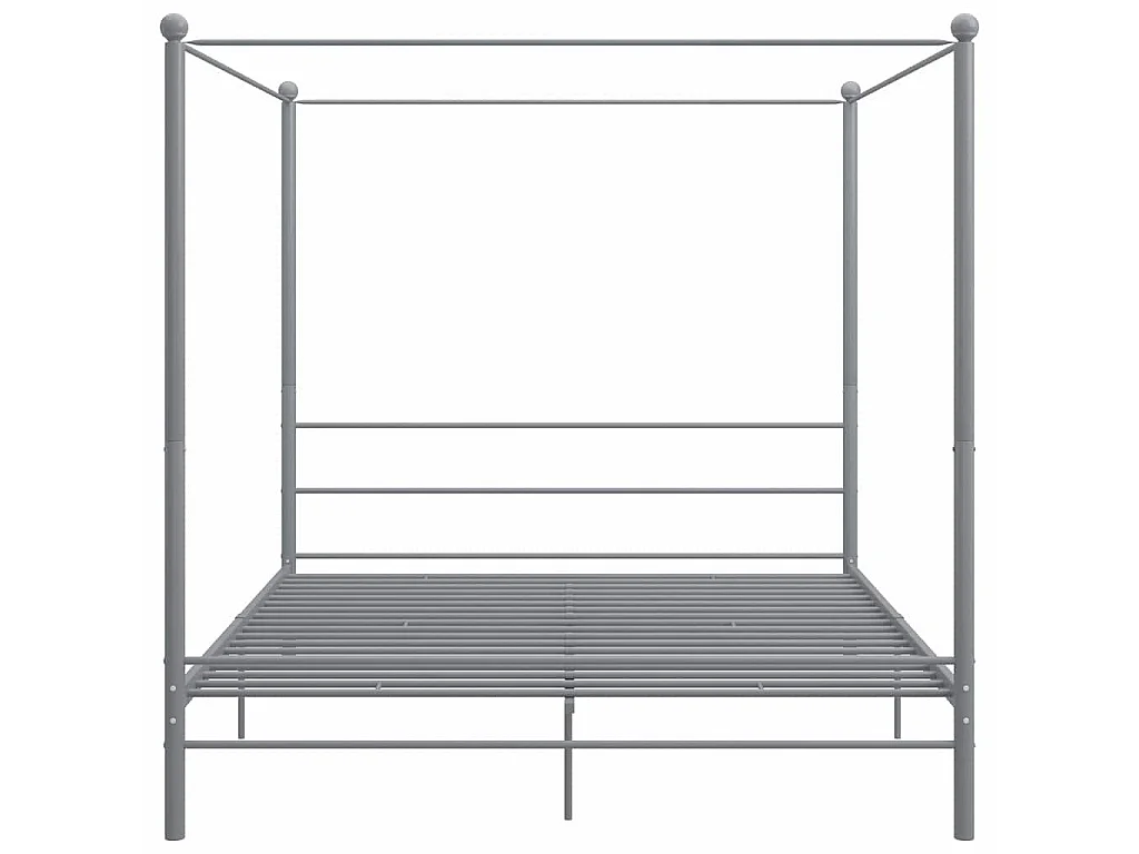 Cadre de lit à baldaquin sans matelas gris métal 200x200 cm