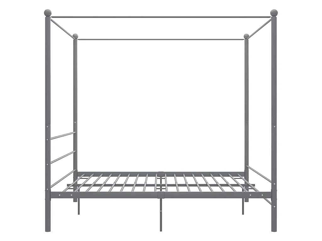 Cadre de lit à baldaquin sans matelas gris métal 200x200 cm